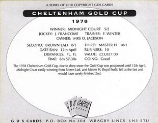 2000 GDS Cards Cheltenham Gold Cup #1978 Midnight Court Back